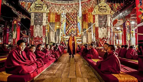 Monks Studying At The Monastery